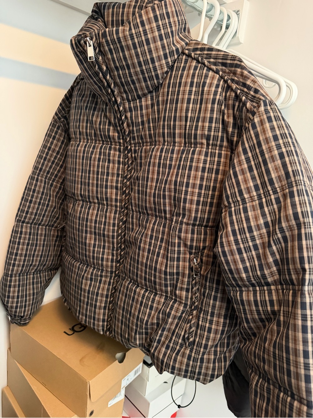 Zara Plaid Puffer Anorak Jacket – Size M